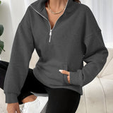 Violetta™ | Soft Fleece Kangaroo-Pocket Half-Zip Sweatshirt