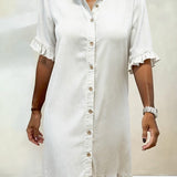 Ruffled Denim Button Dress