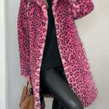 Séverine™ | Leopard Plush Longline Coat Overcoat