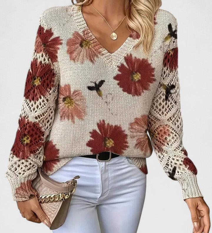 Tristana™ | Elegant Floral Cotton Sweater