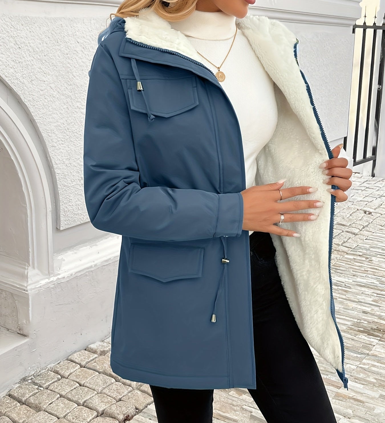 Vera™ | Sherpa-Lined Drawstring-Waist Parka Coat