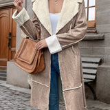 Salomé™ | Shearling-Trim Suede-Effect Longline Coat
