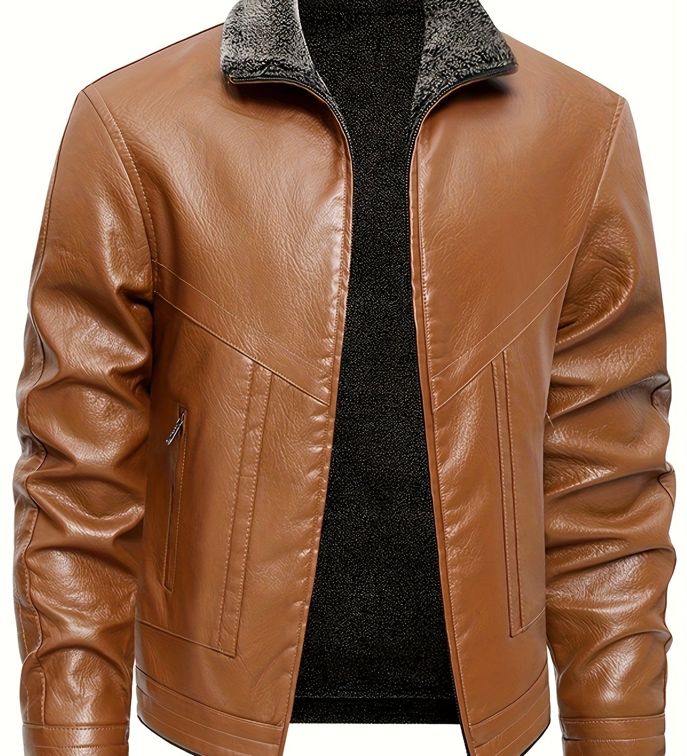 Chic Leather Jacket with Cozy Fleece Lining