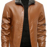 Chic Leather Jacket with Cozy Fleece Lining