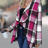 Yousra™ | Plaid Open-Front Waterfall Cardigan