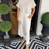 Raw Hem Wide Leg Pant Set