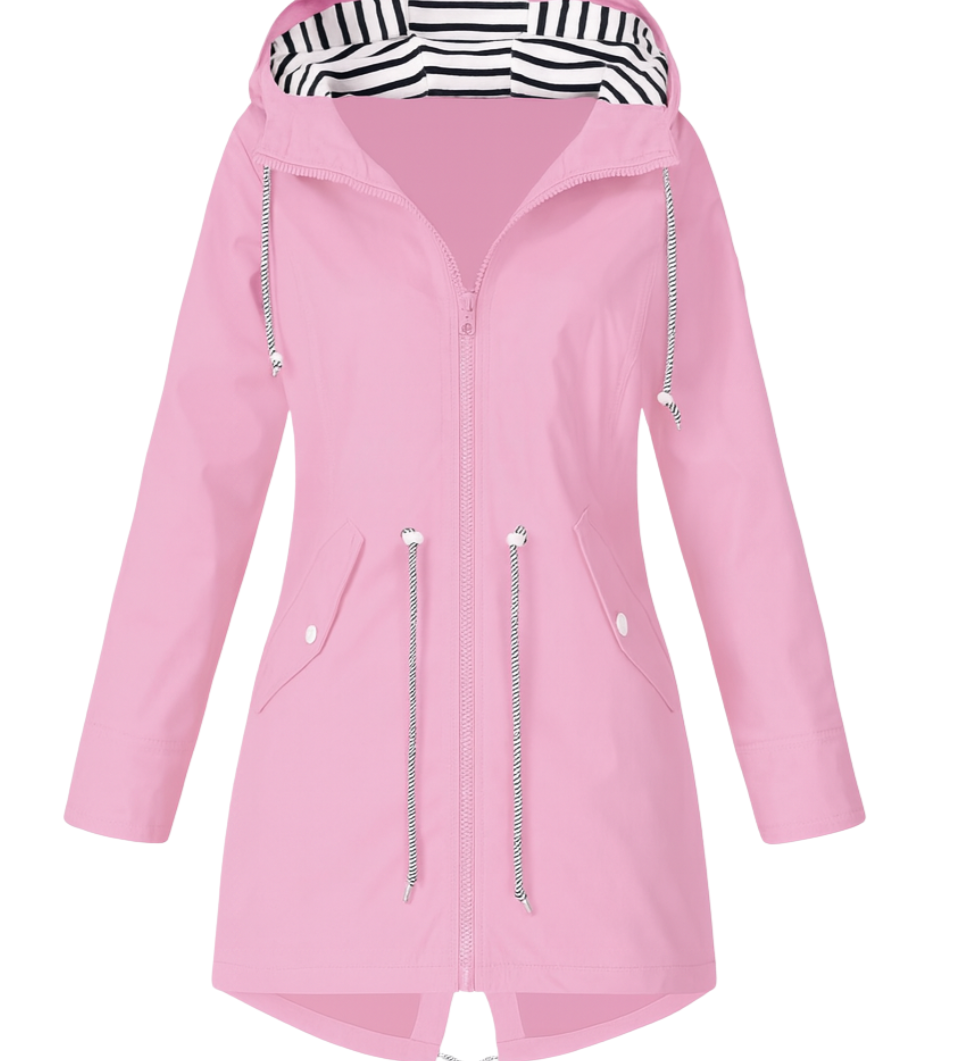 Rebecca™ | Striped-Lined Drawstring-Waist Hooded Parka Coat
