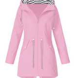 Rebecca™ | Striped-Lined Drawstring-Waist Hooded Parka Coat
