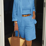 Linen Smart-Casual Blazer & Bermuda Shorts Set