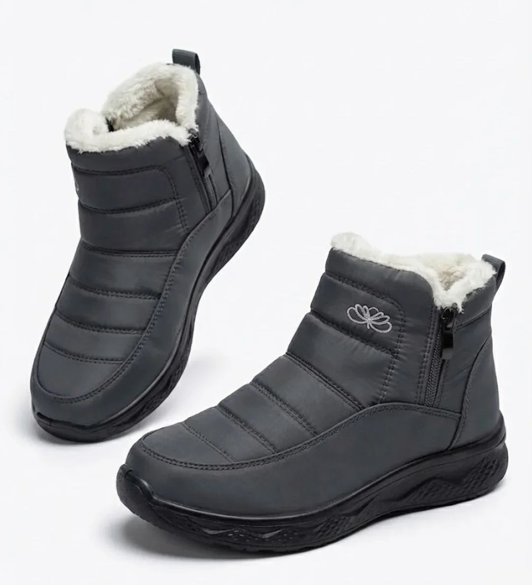 Odile™ | Quilted side-zip faux-fur winter ankle boots