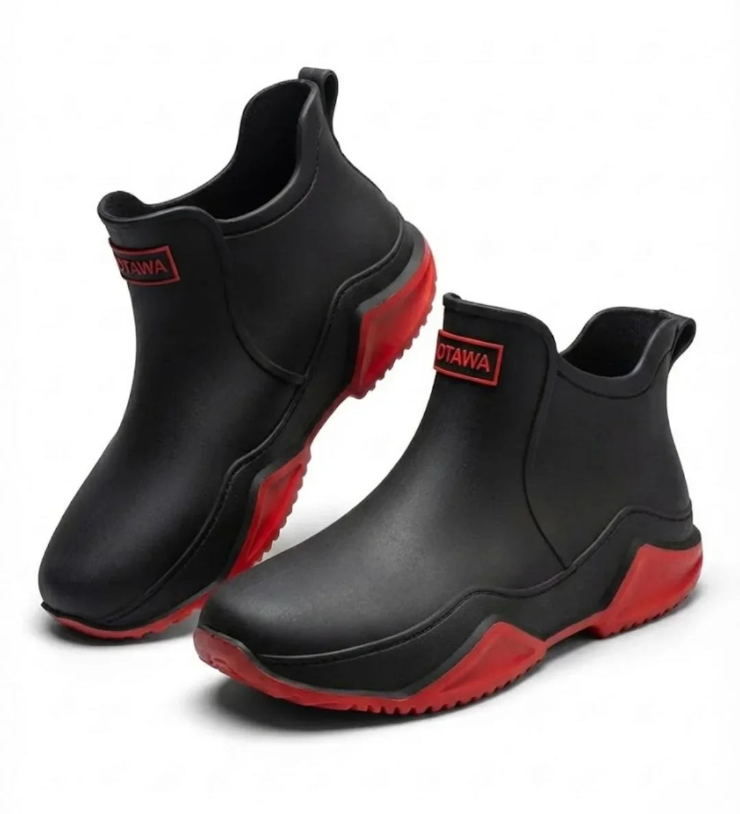 Amandine™ | Waterproof rubber lug-sole ankle rain boots