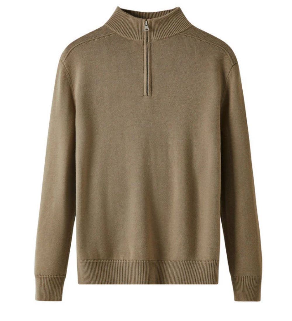 Merino Wool Zip Sweater in Capri