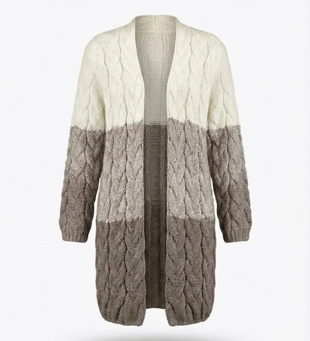 Kalila™ | Ombre Cable-Knit Long Cardigan