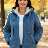Rima™ | Zip-Front Drawstring Hooded Teddy Coat