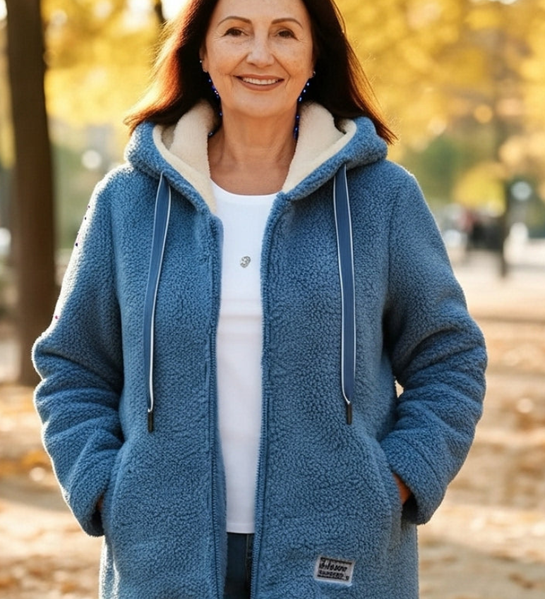 Rima™ | Zip-Front Drawstring Hooded Teddy Coat
