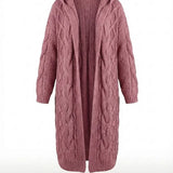 Hester™ | Hooded Cable-Knit Long Cardigan