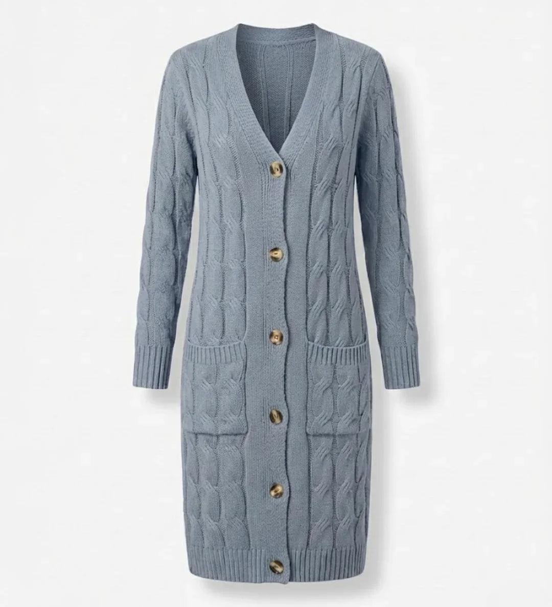 Jael™ | Cable-Knit Buttoned Long Cardigan Dress