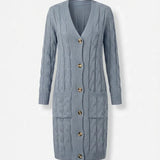 Jael™ | Cable-Knit Buttoned Long Cardigan Dress