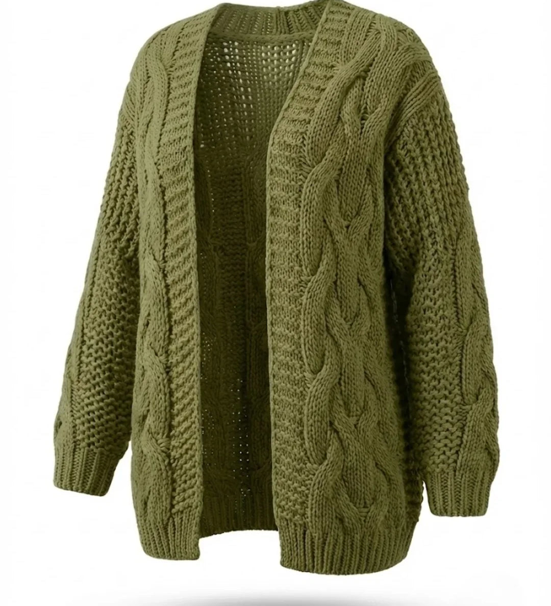 Karine™ | Cable-Knit Oversized Short Cardigan