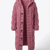 Fancytech™ | Chunky Cable-Knit Hooded Long Coat