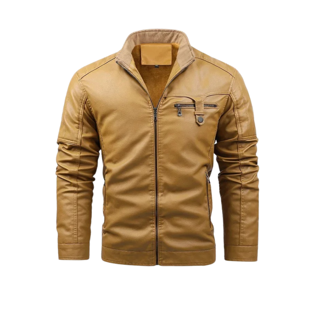 Vintage-Inspired Leather Jacket with Cozy Wool Lining