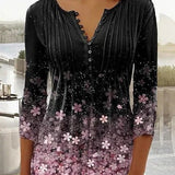 Floral Pintuck Bell Sleeve Blouse