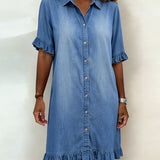 Ruffled Denim Button Dress