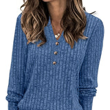Wendy™ | Ribbed Knit Button-Front Henley Sweater