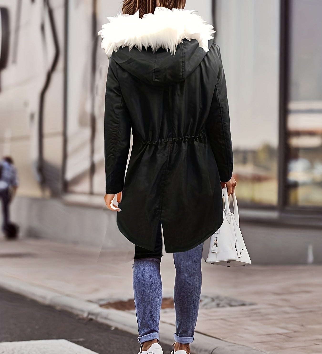 Tiara™ | Plush-Hood Drawstring-Waist Parka Coat