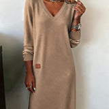 Lusia™ | V-neck long-sleeve sweatshirt dress