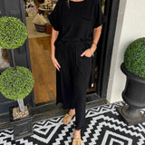 Raw Hem Wide Leg Pant Set
