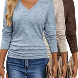 Maura™ | Soft and Stretchy V-Neck T-Shirt | 3-Pack Colors