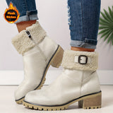 Mirella™ | Sherpa-cuff buckled side-zip heeled ankle boots