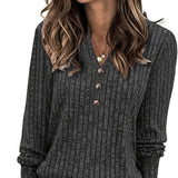Wendy™ | Ribbed Knit Button-Front Henley Sweater