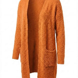 Imani™ | Bouclé Knit Open-Front Mid-Length Cardigan