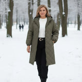 Calista™ | Quilted Zip-Front Hooded Longline Puffer Coat Plus-Size
