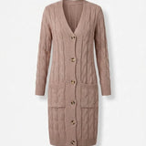Jael™ | Cable-Knit Buttoned Long Cardigan Dress