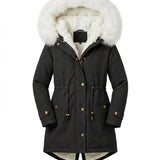 Ceridwen™ | Faux-fur hooded drawstring parka coat
