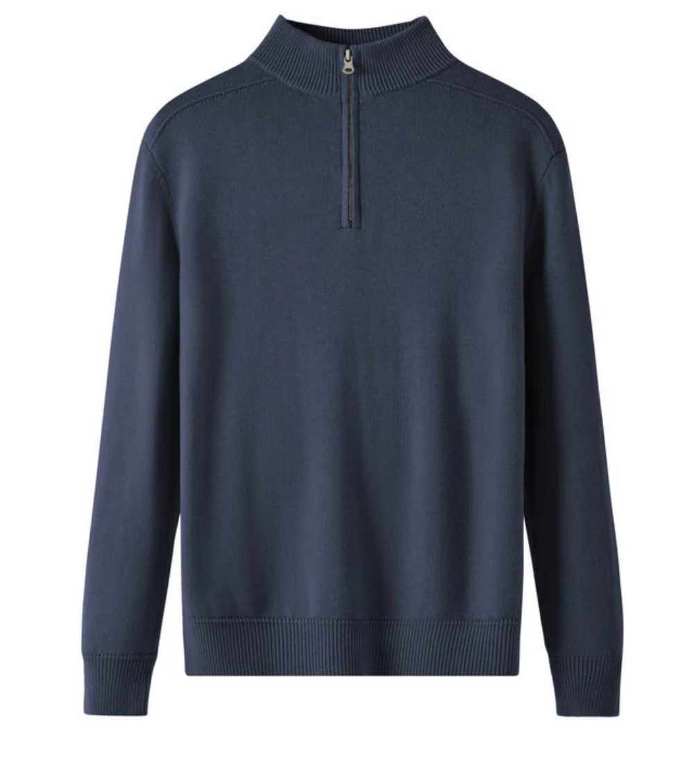 Merino Wool Zip Sweater in Capri