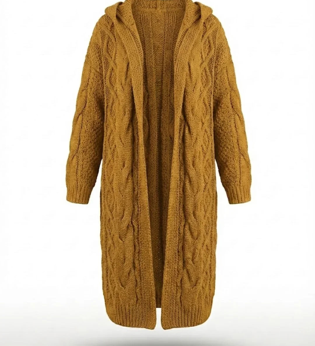 Hester™ | Hooded Cable-Knit Long Cardigan