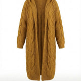 Hester™ | Hooded Cable-Knit Long Cardigan