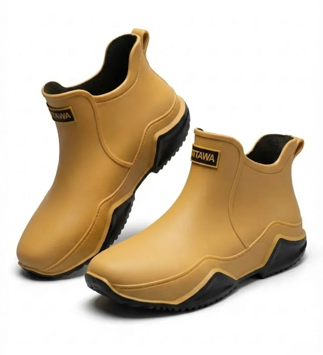 Amandine™ | Waterproof rubber lug-sole ankle rain boots