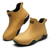 Amandine™ | Waterproof rubber lug-sole ankle rain boots