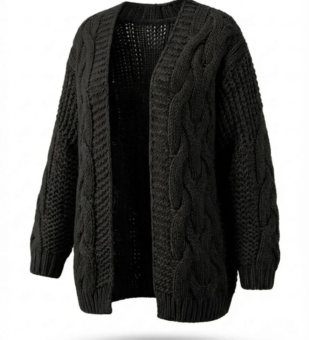 Karine™ | Cable-Knit Oversized Short Cardigan