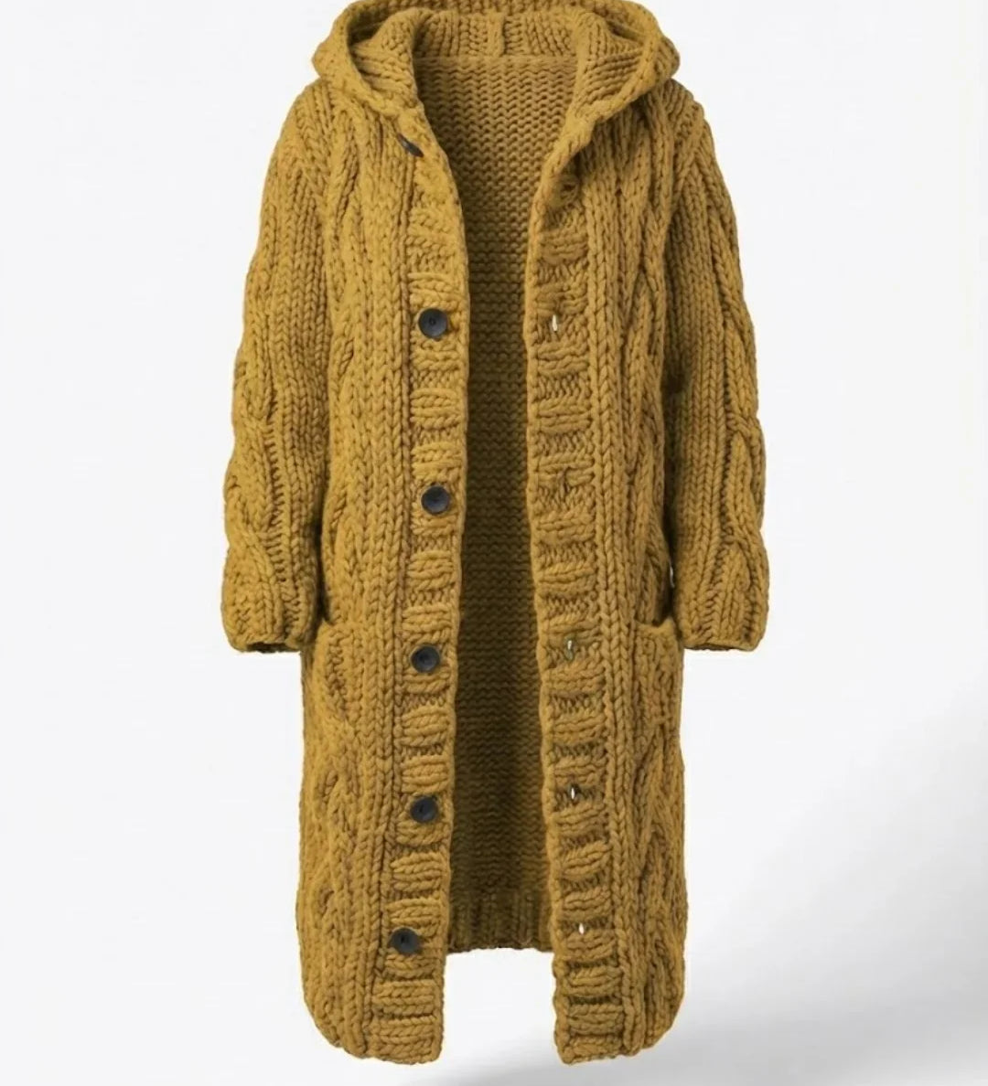 Fancytech™ | Chunky Cable-Knit Hooded Long Coat