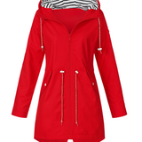 Rebecca™ | Striped-Lined Drawstring-Waist Hooded Parka Coat