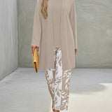 Leaf Print Three-Piece Cardigan Set
