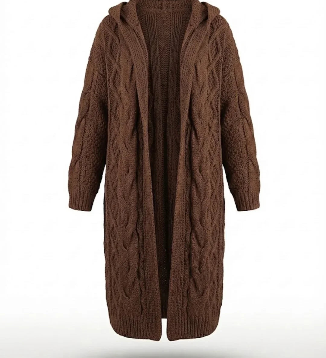Hester™ | Hooded Cable-Knit Long Cardigan