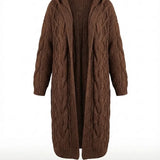 Hester™ | Hooded Cable-Knit Long Cardigan