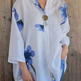 Elegant Floral Print Button-Detail Relaxed Blouse